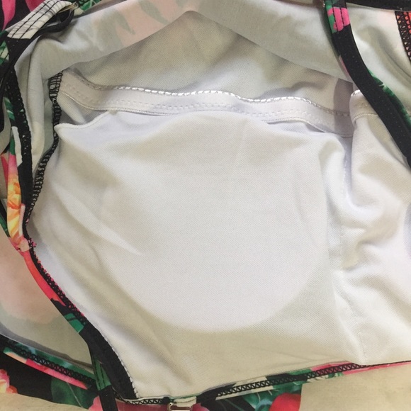 🛍 Black Floral One-piece Swimsuit Off Shoulder - Picture 7 of 8